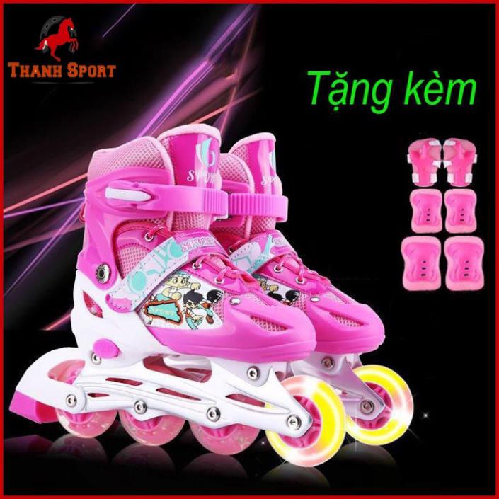 Giày Trượt Batin, Giày Patin Sport 1 Đèn Flash Phát Sáng Trẻ Em - Batin Người Lớn QF Thế Hệ Mới 3 MÀU ĐỎ, XANH, HỒNG GPH