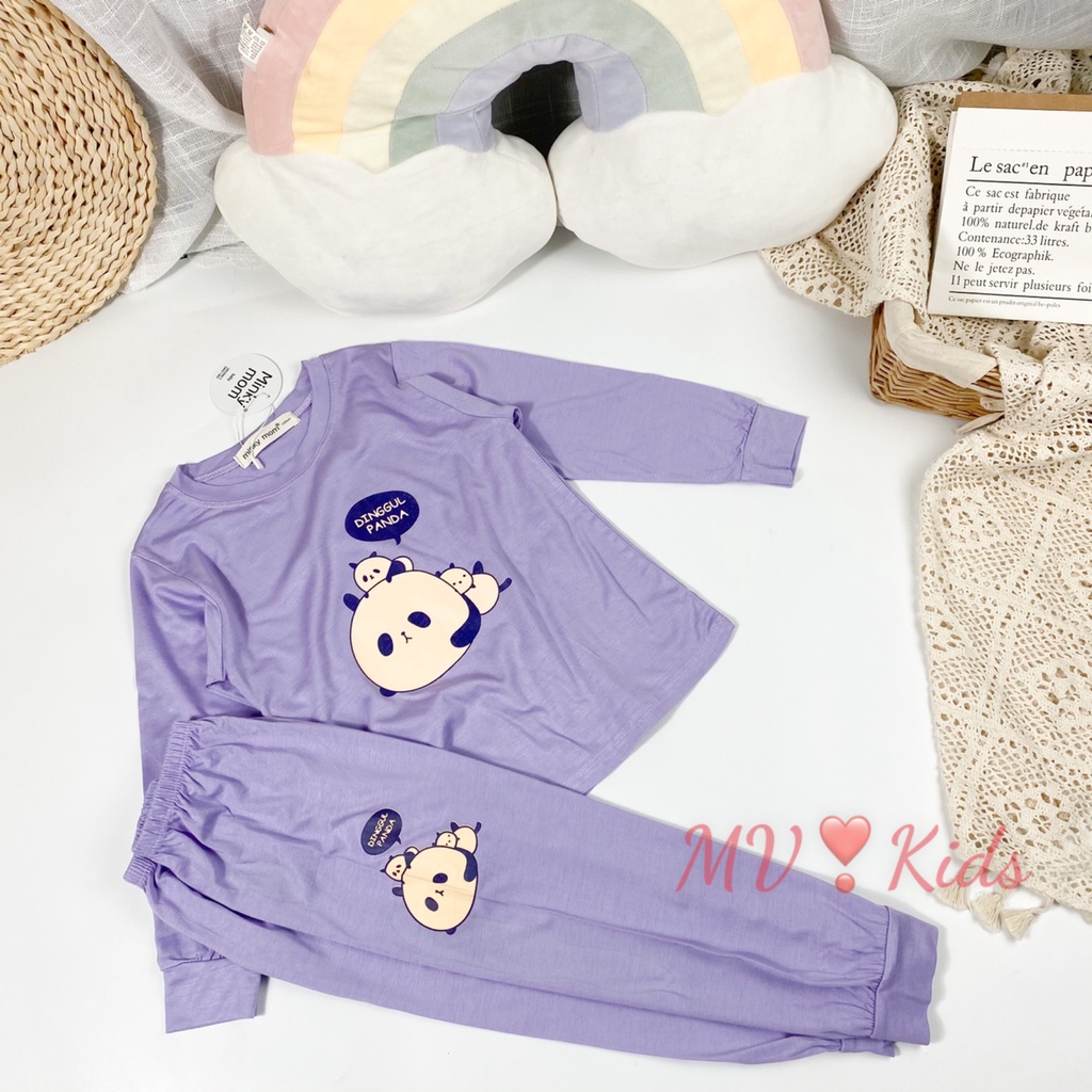 [SALE] Bộ Dài Tay Cho Bé Trai, Bé Gái Minky Mom Vải Thun Lạnh Khủng Long Đạp Xe, Đồ Bộ Cho Bé Mặc Nhà Thu Đông MKMTD2155