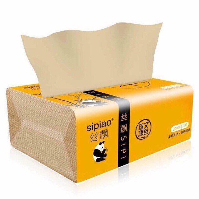 Combo 2 gói khăn giấy rút gấu trúc sipiao 300 tờ Khăn giấy ăn siêu dai