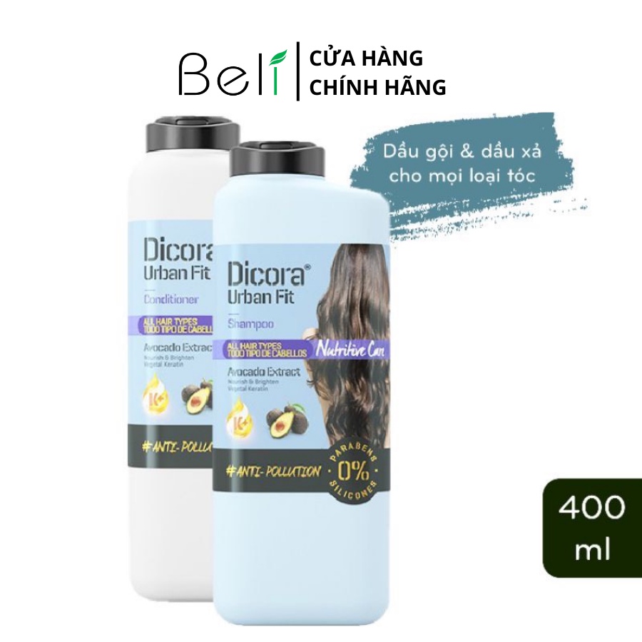 Cặp Dầu Gội Xả Dicora Urban Fit Dành Cho Mọi Loại Tóc Chiết Xuất Trái Bơ 400ml - TN066