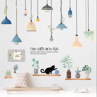 [Tặng keo sữa free ] Decal hàn quốc giàn đèn kệ chậu cây cute