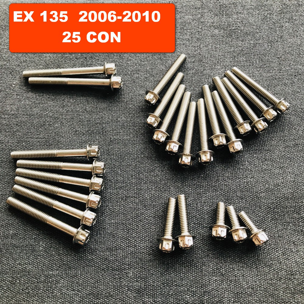 [BYKER ƠI] Bộ ốc xe máy, ốc lốc máy INOX kiểu SALAYA gắn xe EXCITER đời từ 2006 đến 2010