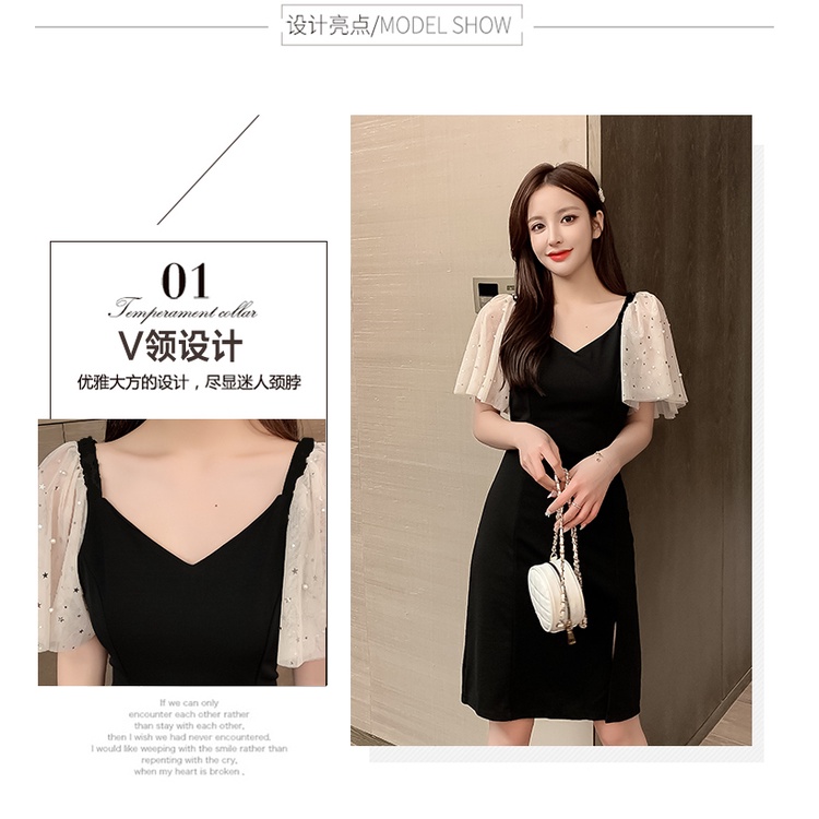 Đầm PERTY tay ngắn cổ chữ V thời trang Hàn Quốc xinh xắn dành cho nữ