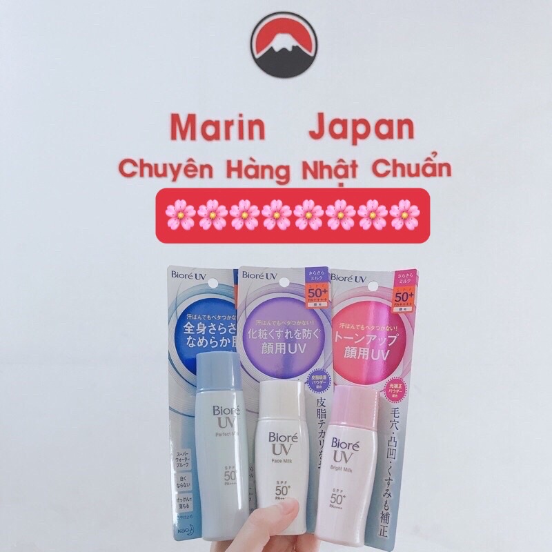 Kem chống nắng vật lí Biore UV Bright Milk , Face Milk , Perfect Milk hợp da dầu,da khô chuẩn nội địa Nhật Bản