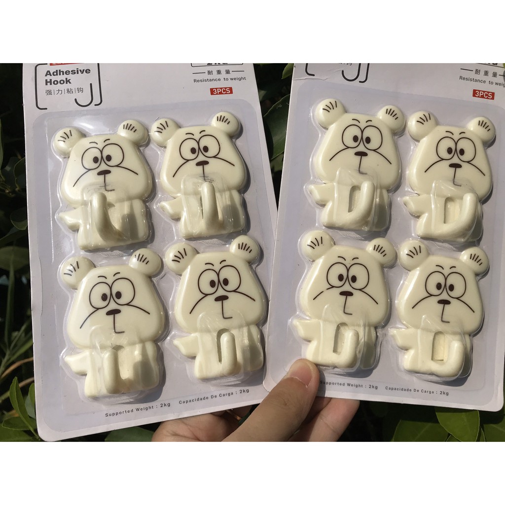 Bộ 4 Móc Treo Dán Tường Tải Trọng 2Kg (Hình Gấu cute)