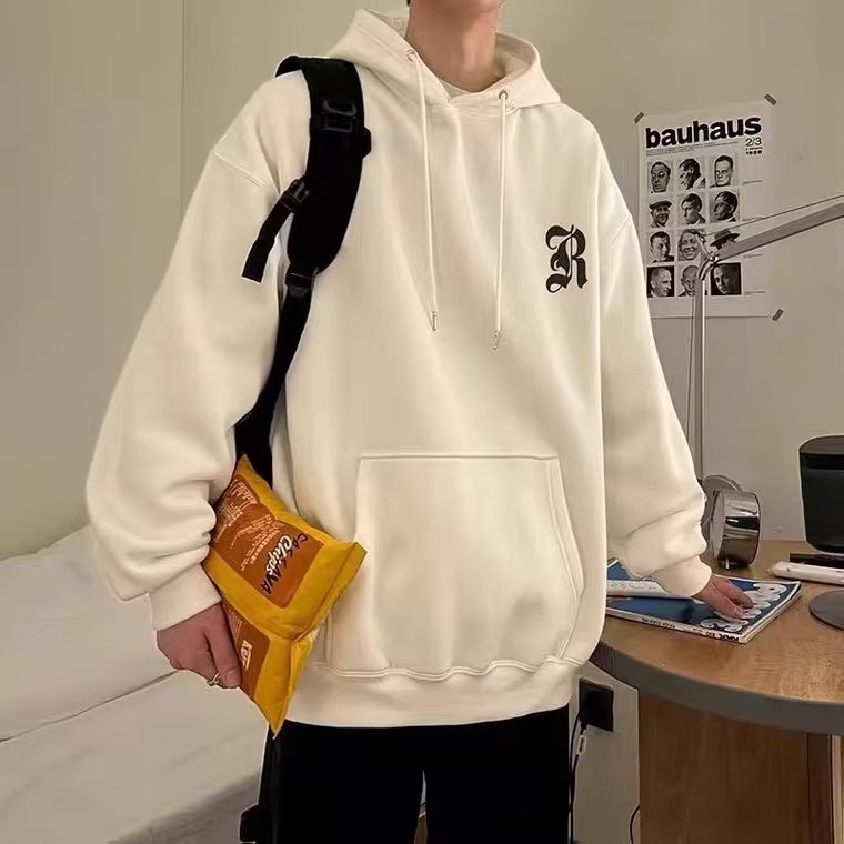 Áo hoodie Dáng Rộng In Chữ Phong Cách Hip Hop Đường Phố Hàn Quốc Chất Lượng Cao Cỡ M-5XL Cho Nam