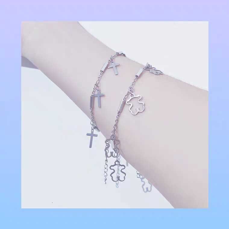 Vòng Đeo Tay Bằng Thép Titan 2280 Họa Tiết Gấu Đơn Giản Phong Cách Hàn Quốc