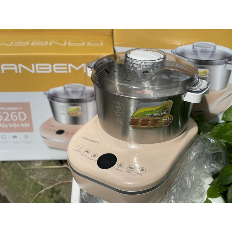 Máy nhào bột, trộn bột tự động Ranbem 5L chính hãng có tiếng việt trên thân máy