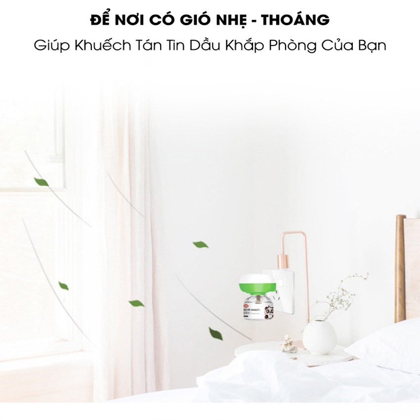 [An toàn cho em bé] Máy xông tinh dầu đuổi muỗi tinh dầu CHIẾT XUẤT HỮU CƠ dung tích 45ml (1 lọ sử dụng đến 300 giờ) 3DO