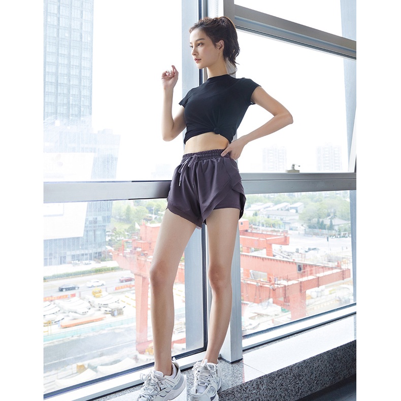 quần đùi thể thao nữ tập gym yoga nữ cạp cao