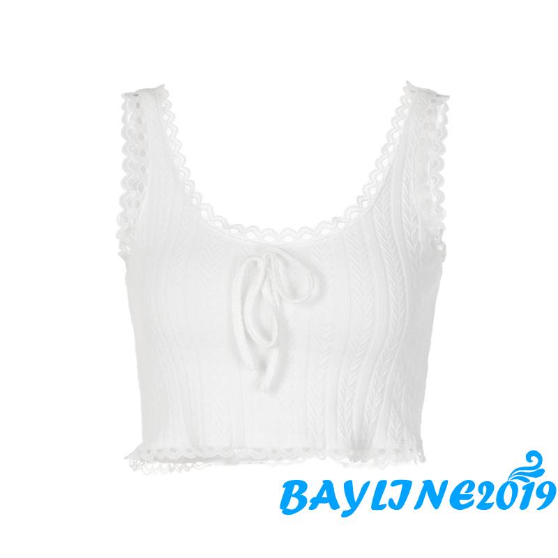 Áo Hai Dây Mùa Hè Mini Cổ Chữ U Không Tay Hở Lưng Có Dây Rút Cho Nữ