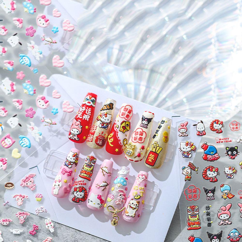 OCEANMAP Miếng Dán Trang Trí Móng Tay Tự Dính Họa Tiết Năm Mới 2022 Phong Cách Nhật Bản