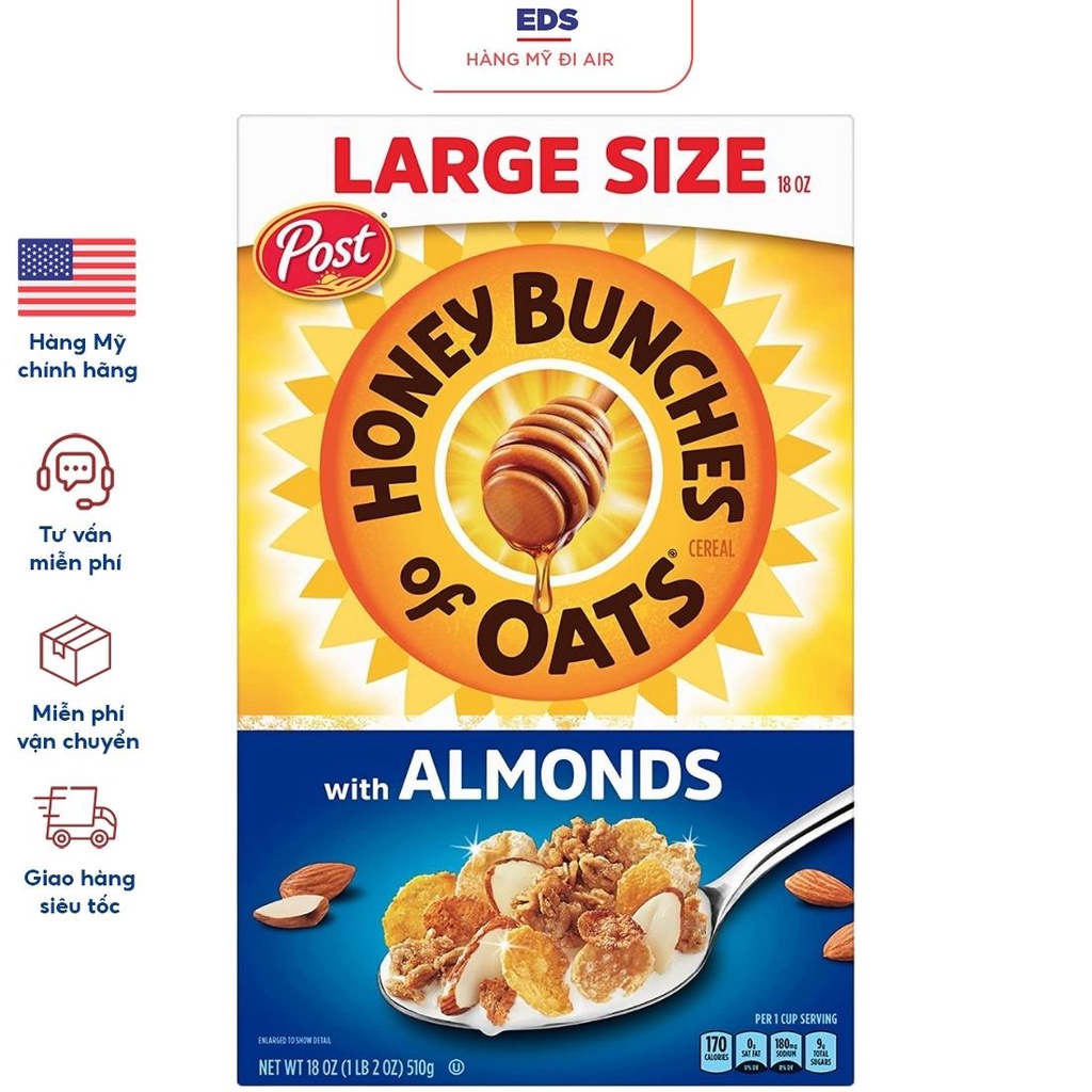 Ngũ cốc ăn sáng 3/2024 Honey Bunches Of Oats 1.41kg - EDS Hàng Mỹ