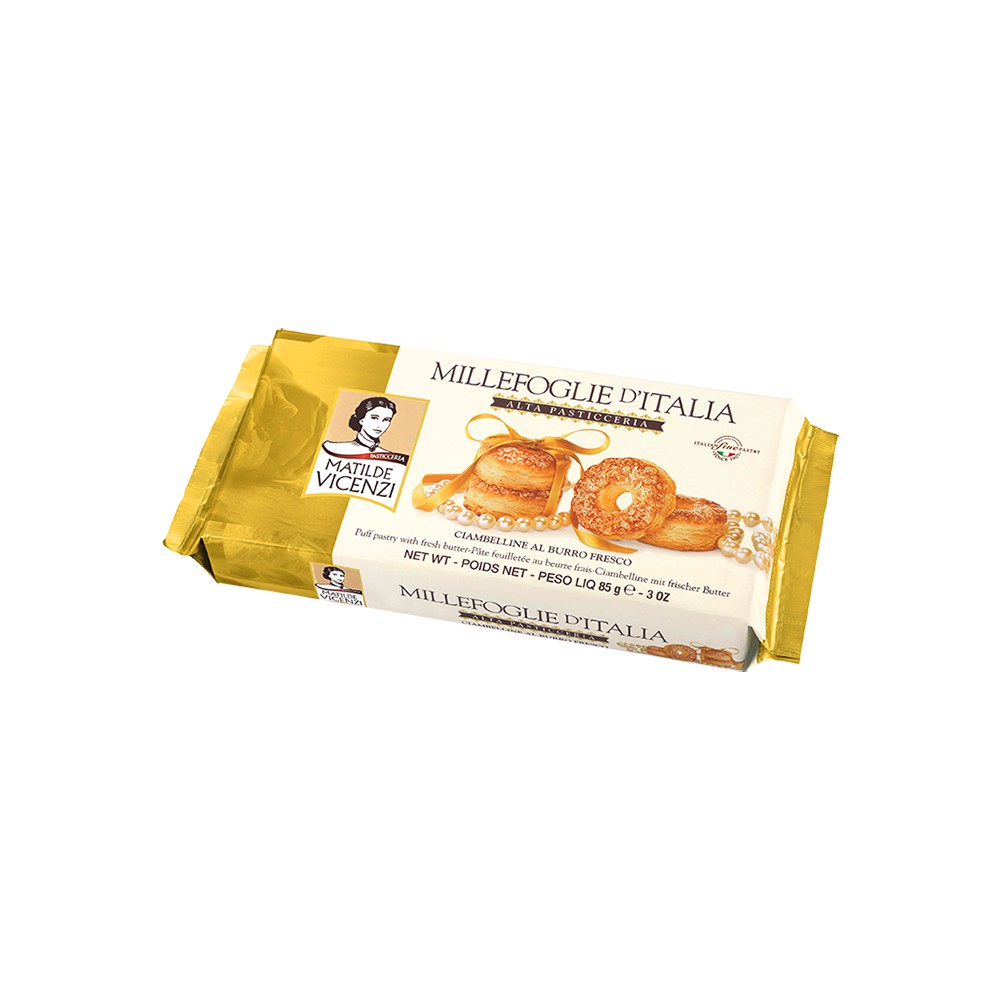 Bánh puff pastry nhân kem sữa và sô cô la Millefoglie Ditalia Bocconcini Vicenzi Ý 125g