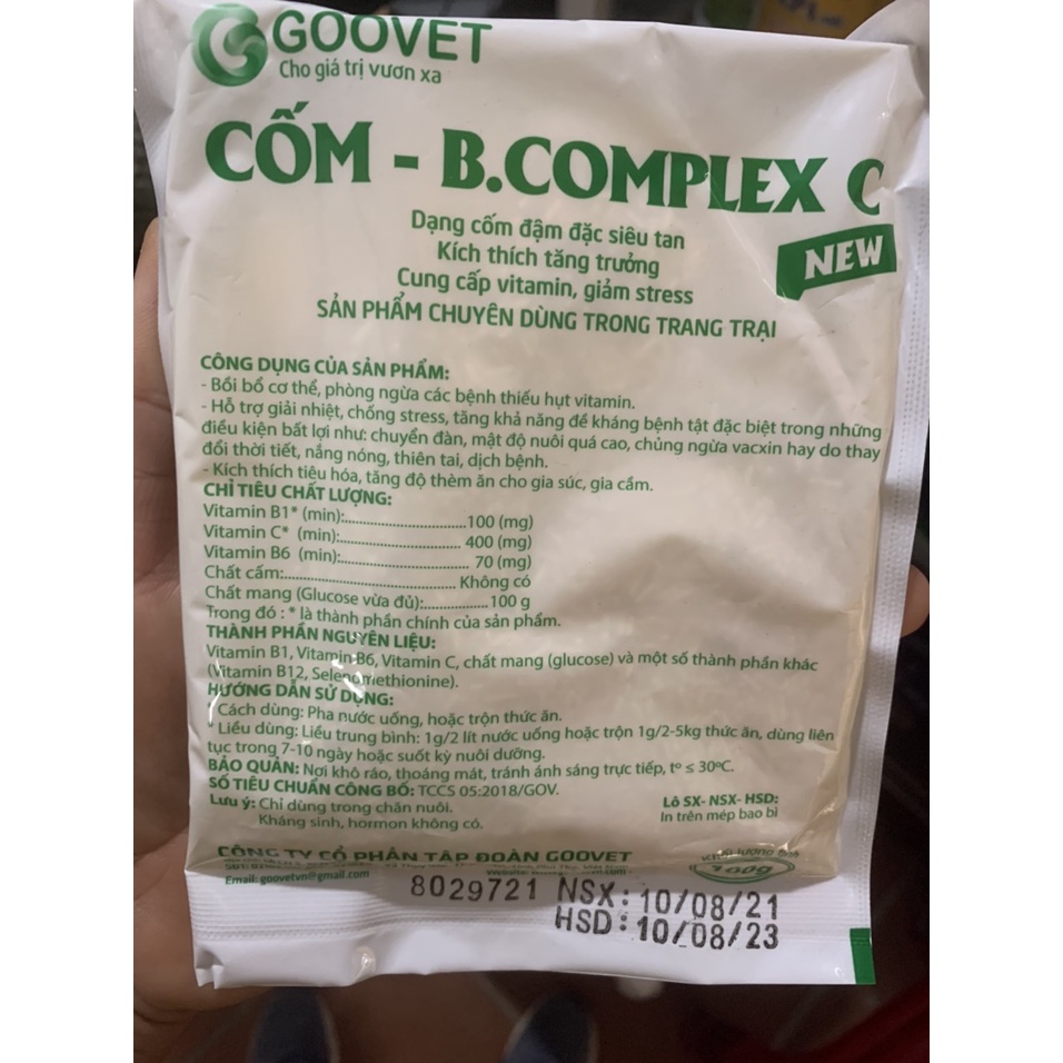 CỐM - B.COMPLEX C NEW 1Kg  - Kích thích tăng trưởng, cung cấp vitamin. BComplex tan hoàn toàn trong nước