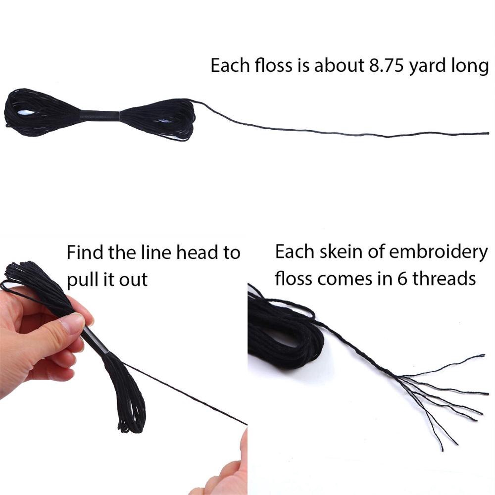 Set 12 cuộn chỉ thêu 8m màu trắng đen 122