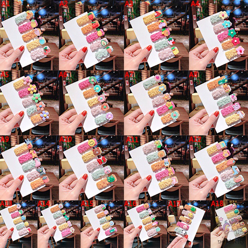 Bộ 5 Kẹp Tóc Kiểu Hoạt Hình Xinh Xắn Phong Cách Hàn Quốc Cho Bé Gái