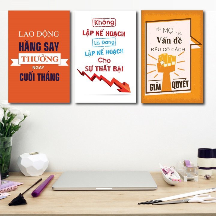 [HCM] Combo tranh Slogan tạo động lực - tranh treo tường giá xưởng - tặng kèm đinh 3 chân không cần khoan tường