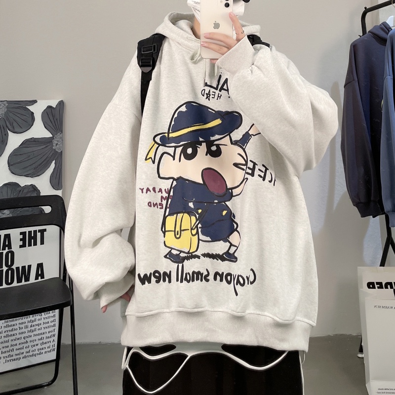 Áo khoác hoodie dáng rộng họa tiết hoạt hình phong cách hip hop thời trang xuân thu cho nam