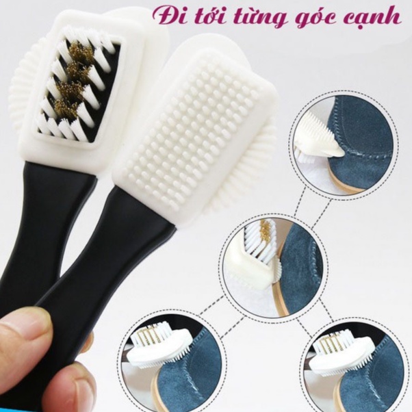 Bàn chải vệ sinh giày da lộn 3 mặt Eykosi dễ dàng vệ sinh mọi ngóc ngách của giày da lộn #vesinhdalon