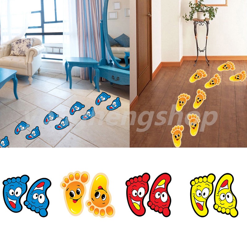 Miếng dán trang trí sàn nhà in dấu chân chống thấm nước có thể tháo rời