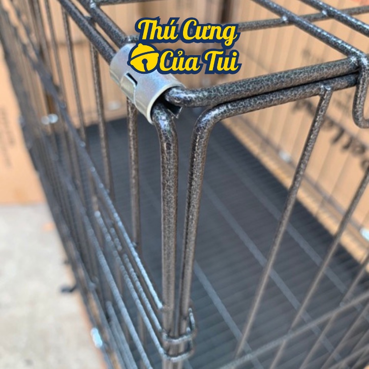 Lồng vân đá cho chó mèo, chuồng thú cưng tĩnh điện gấp gọn nan dày tặng kèm khay vệ sinh - Thú Cưng Của Tui