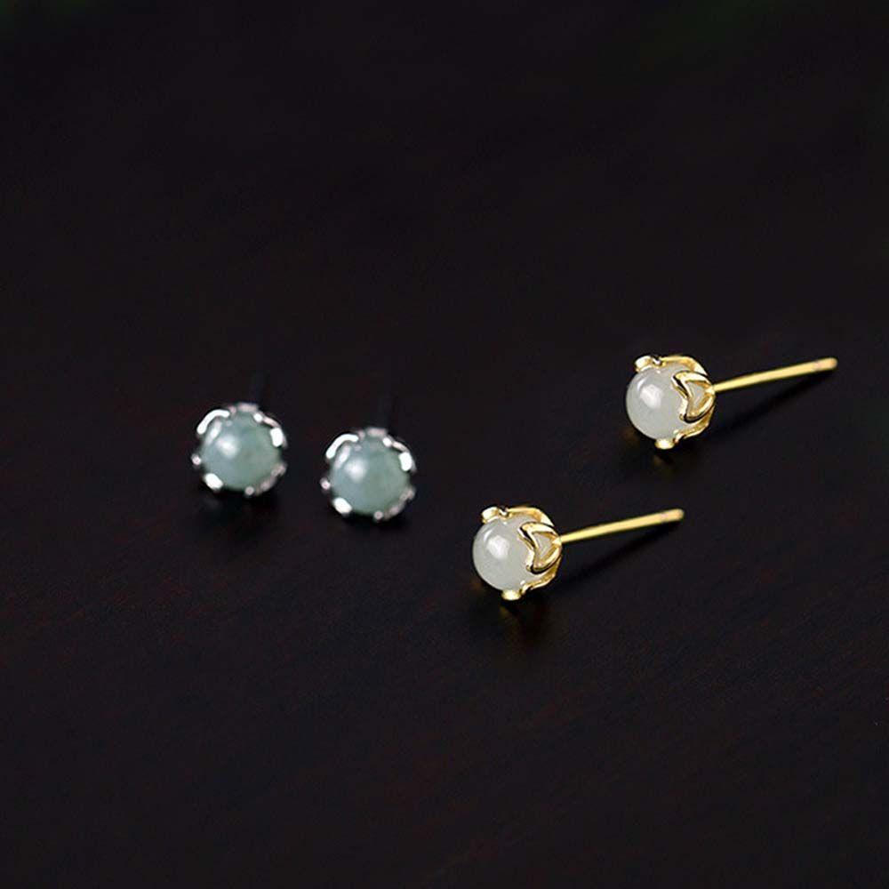 Bông Tai Xỏ Đính Ngọc Lục Bảo Thiết Kế Đơn Giản Thời Trang Cho Nữ|Khuyên Tai Thời Trang Thanh Lịch|Bông Tai Nhiều Màu Sắc Phong Cách Hàn Quốc Xinh Xắn Cho Nữ