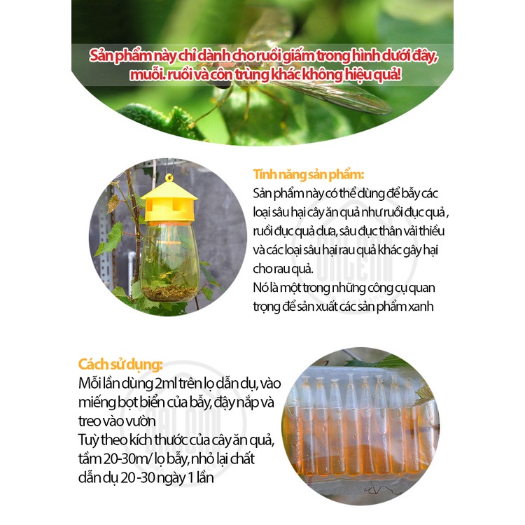 Lồng bẫy ong vàng ruồi giấm kèm lọ dẫn dụ hấp dẫn ruồi vàng côn trùng hiệu quả nhanh, an toàn môi trường