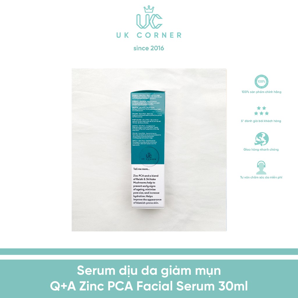 Serum dịu da giảm mụn Q+A Zinc PCA Facial Serum 30ml