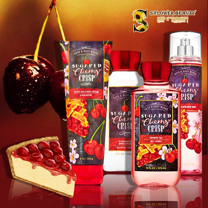 Sugared Cherry Crisp  | Bộ Sản Phẩm Gel Tắm - Dưỡng Thể - Xịt Thơm Toàn Thân Bath &amp; Body Works