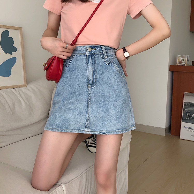 Váy Denim Lưng Cao Phong Cách Hàn Quốc 35332