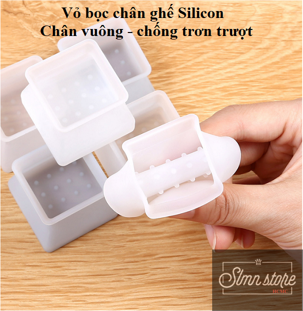 [Chọn màu] 4 Vỏ bọc chân bàn ghế silicon dày hình vuông , miếng silicon dày bọc chân bàn ghế chống trượt