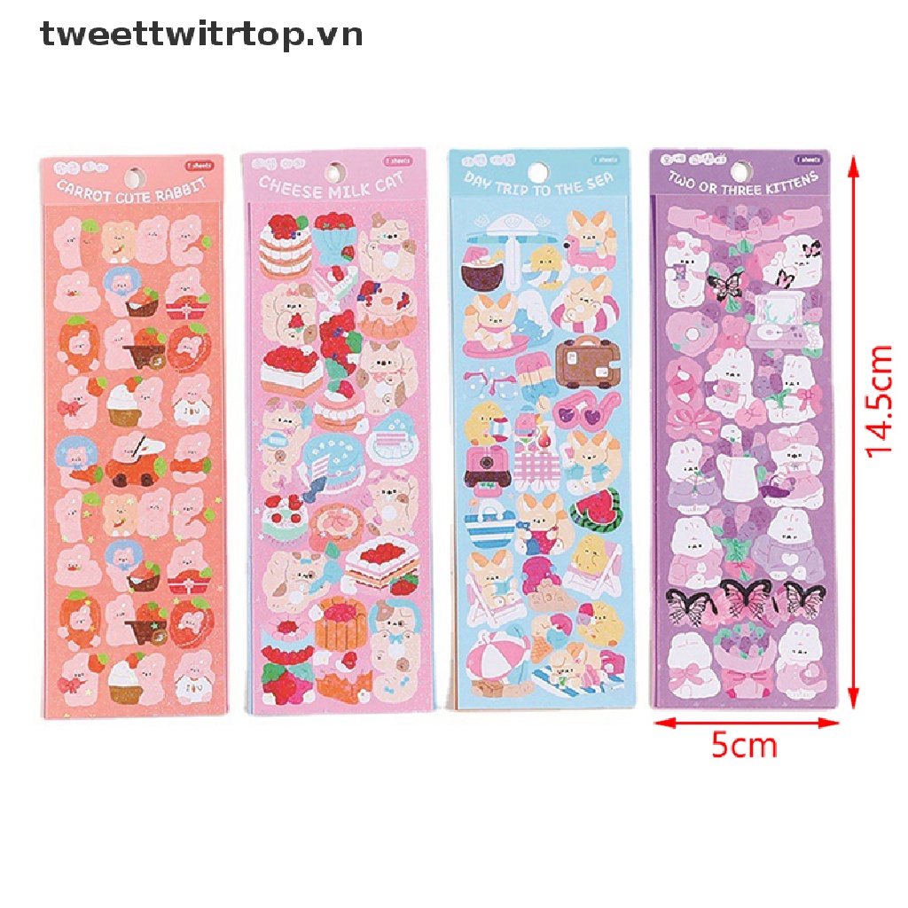 1 Tấm Hình Dán Mèo Lấp Lánh Trang Trí Sổ Tay DIY