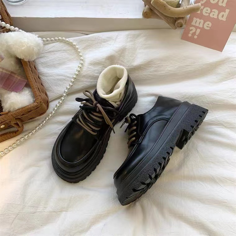 giày búp bê nữ Giày Oxford Mũi Tròn Màu Trắng Đen Phong Cách Retro Anh Quốc Cho Nữ giày búp bê giày nữ dày búp bê nữ