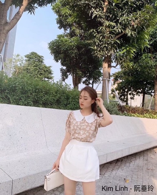 ÁO NỮ KIỂU HOA CÚC DAISY CỔ TRẮNG