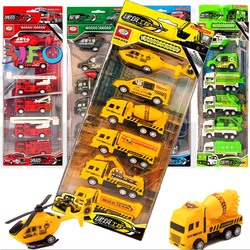 Đồ chơi set 6 xe ô tô mô hình công trình xây dựng cho bé thoả sức sáng tạo