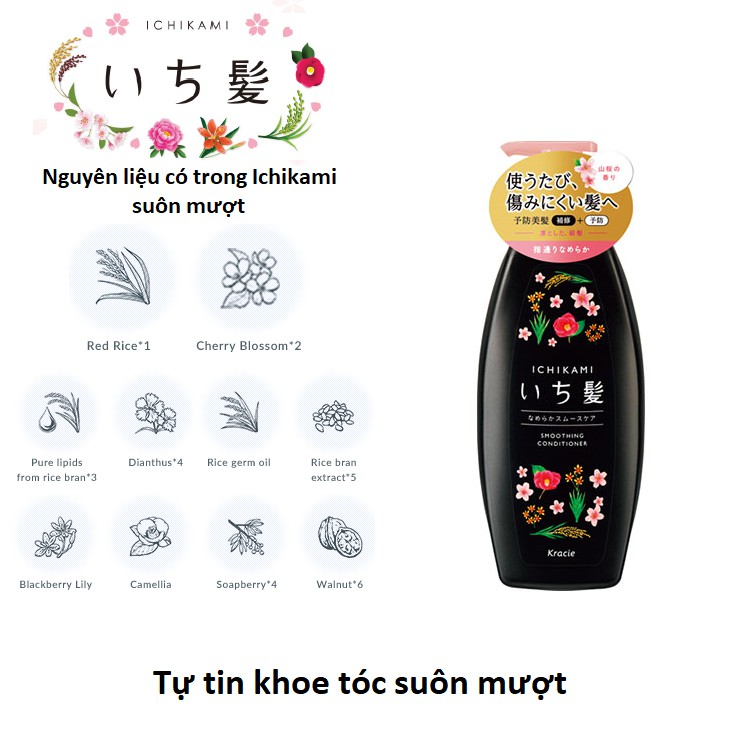 [ Mới ] Dầu xả Suôn Mượt Ichikami Nhật Bản 480g chính hãng