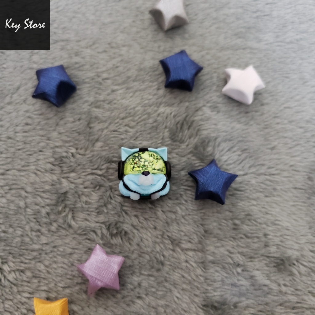 Nút bàn phím cơ artisan keycap sirius màu xanh tím kính phản quang