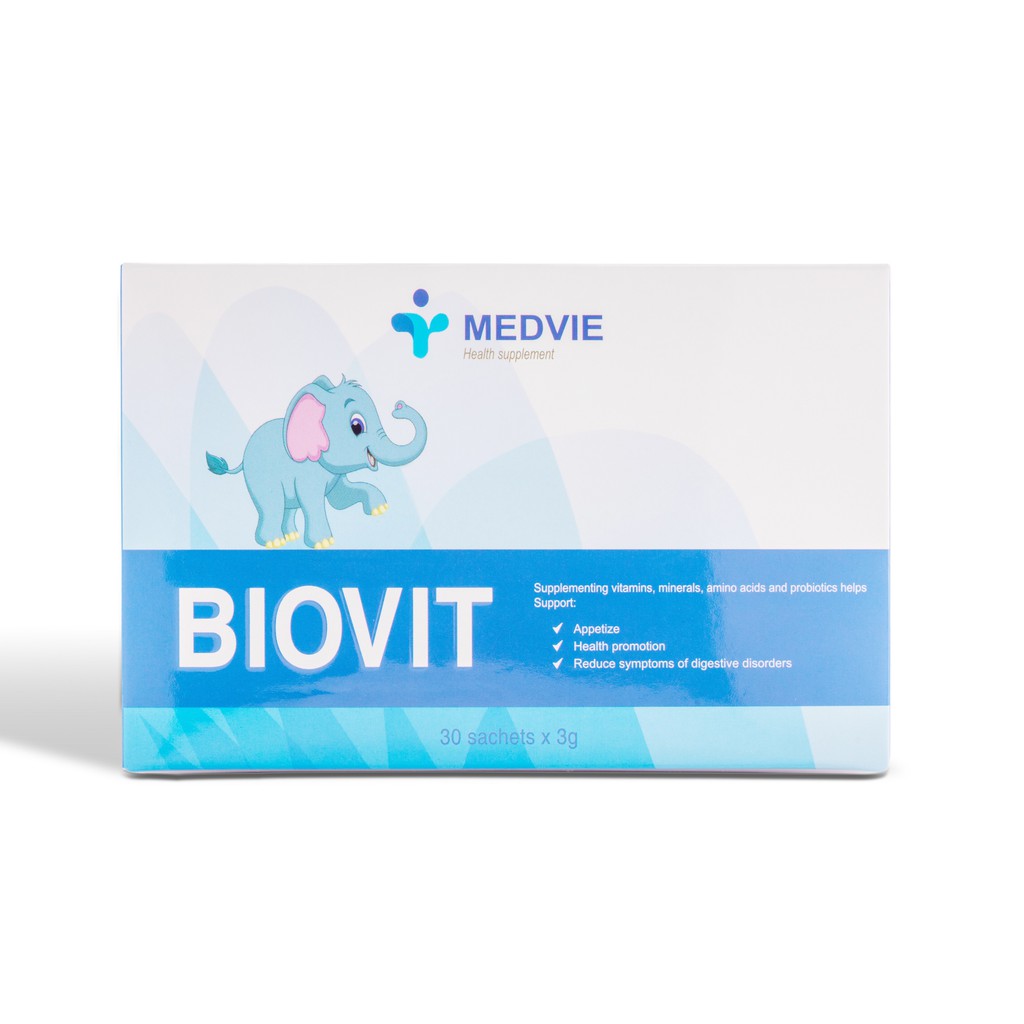 Men tiêu hóa BIOVIT bổ sung các loại men vi sinh chuẩn giúp tăng cường hệ miễn dịch, cải thiện hệ tiêu hóa, 30 gói cốm