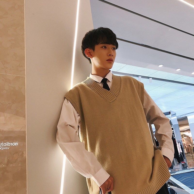 Áo gile trơn cổ v 4 mùa