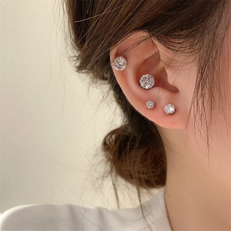 Khuyên Tai Nam Châm Hình Vương Miện 4/5/6/7/8mm Thời Trang Unisex