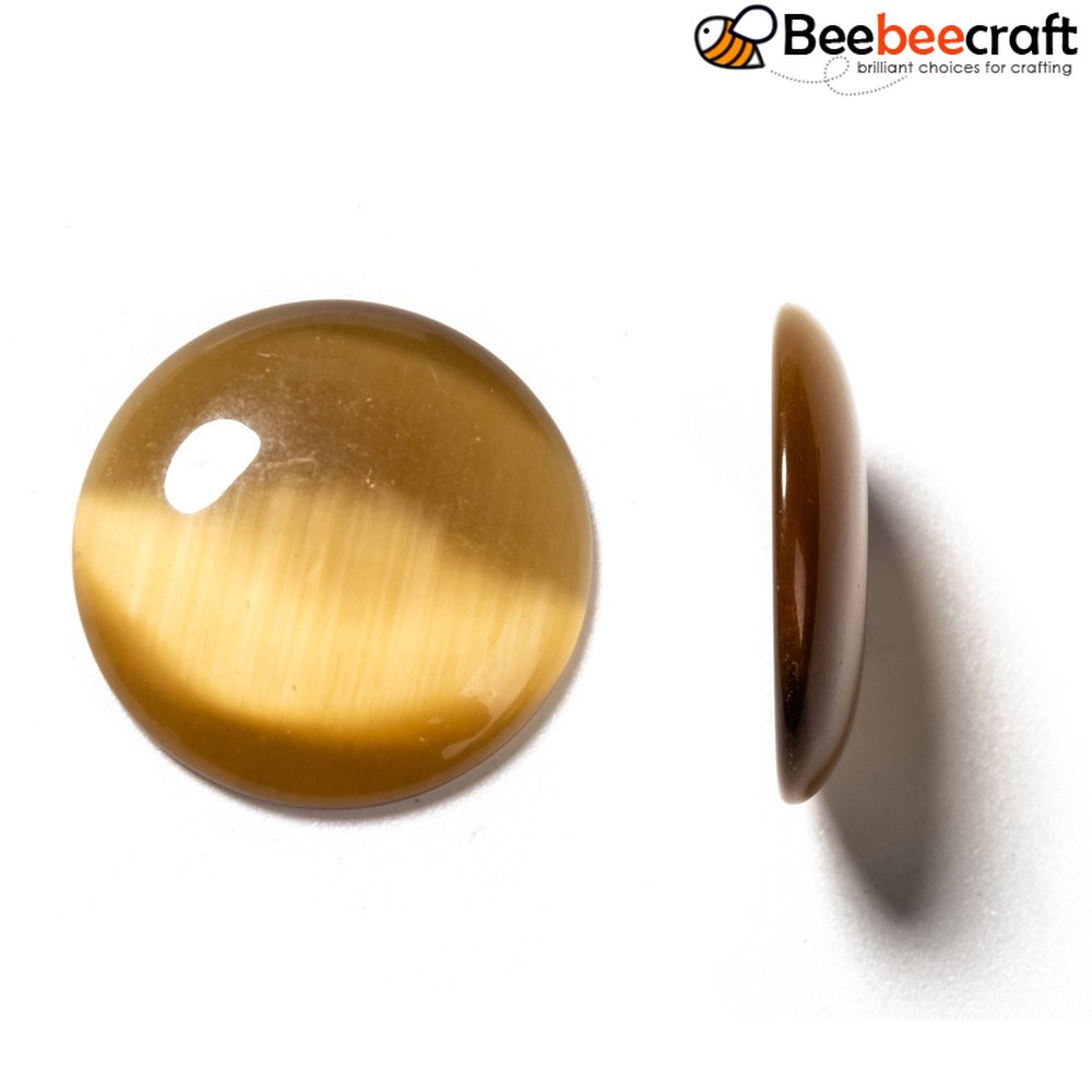 Bộ 5 Đá Cabochon Mắt Mèo Nửa Vòm Tròn / Mái Vòm 25mm Đường Kính 5mm Dày