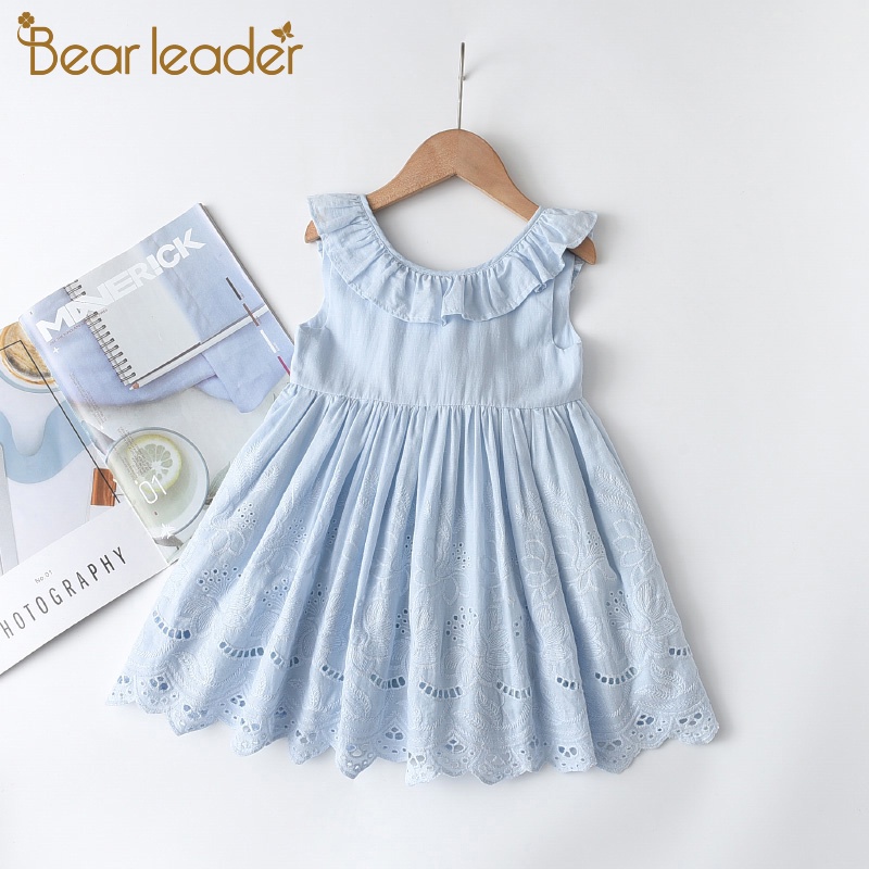 Đầm công chúa BEAR LEADER thắt nơ họa tiết hoa dễ thương phong cách mùa hè thời trang cho bé gái