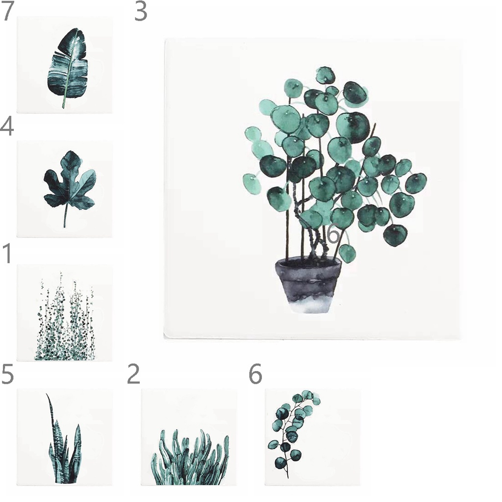 Đế lót ly nước hình vuông tròn họa tiết cây lá chống trượt bằng sứ tiện dụng NORMAN