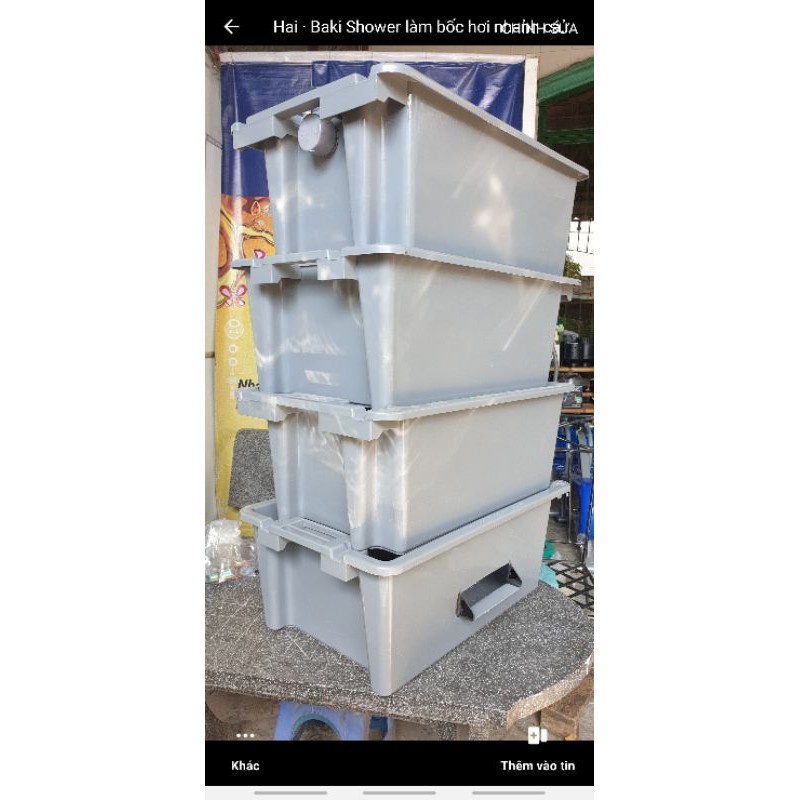 Baki xám 3tầng  kèm ống mưa kt  65×39×69