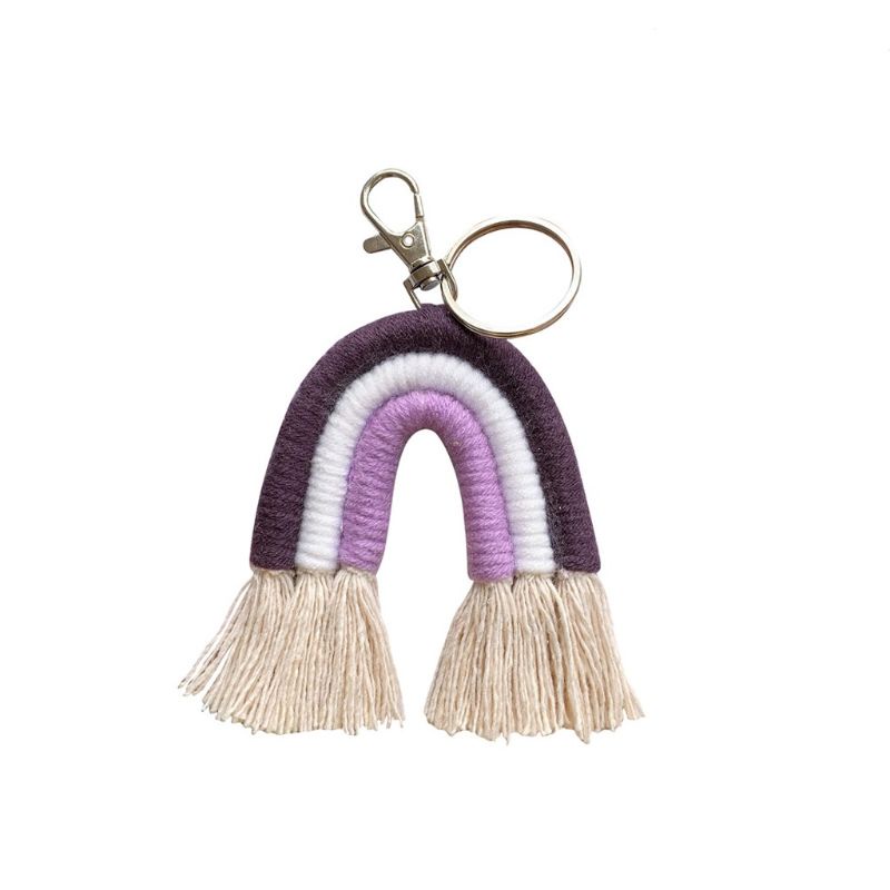 Móc Chìa Khóa Macrame Đan Sợi Màu Cầu Vồng Sáng Tạo