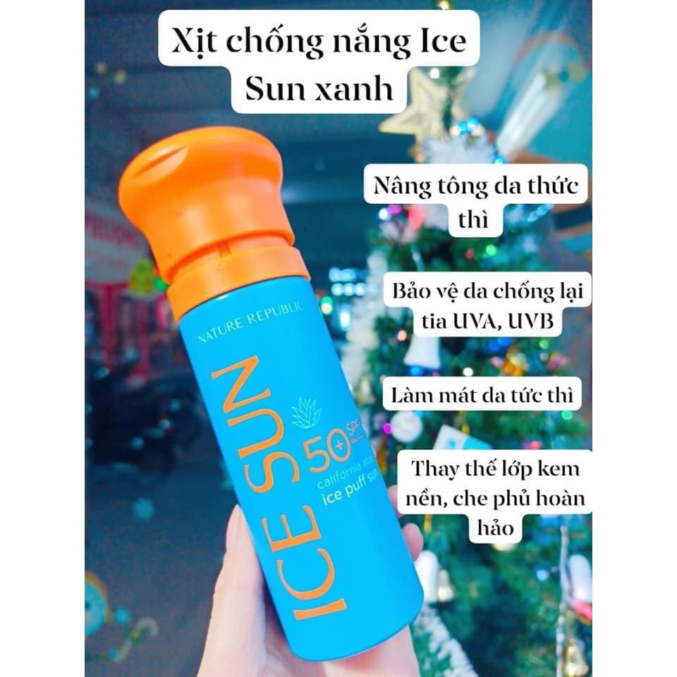 Xịt Chống Nắng Ice Sun Nature Republic SPF 50 PA+++/xịt chống nắng toàn thân