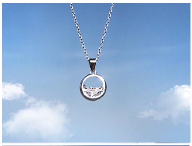 Vòng cổ phủ bạc S925 mặt vòng tròn đính pha lê