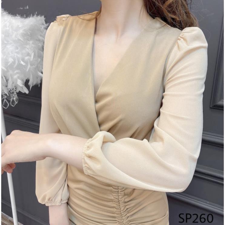 ADIOS Váy body rút dây phối tay, váy công sở body quyến rũ SP260 | BigBuy360 - bigbuy360.vn