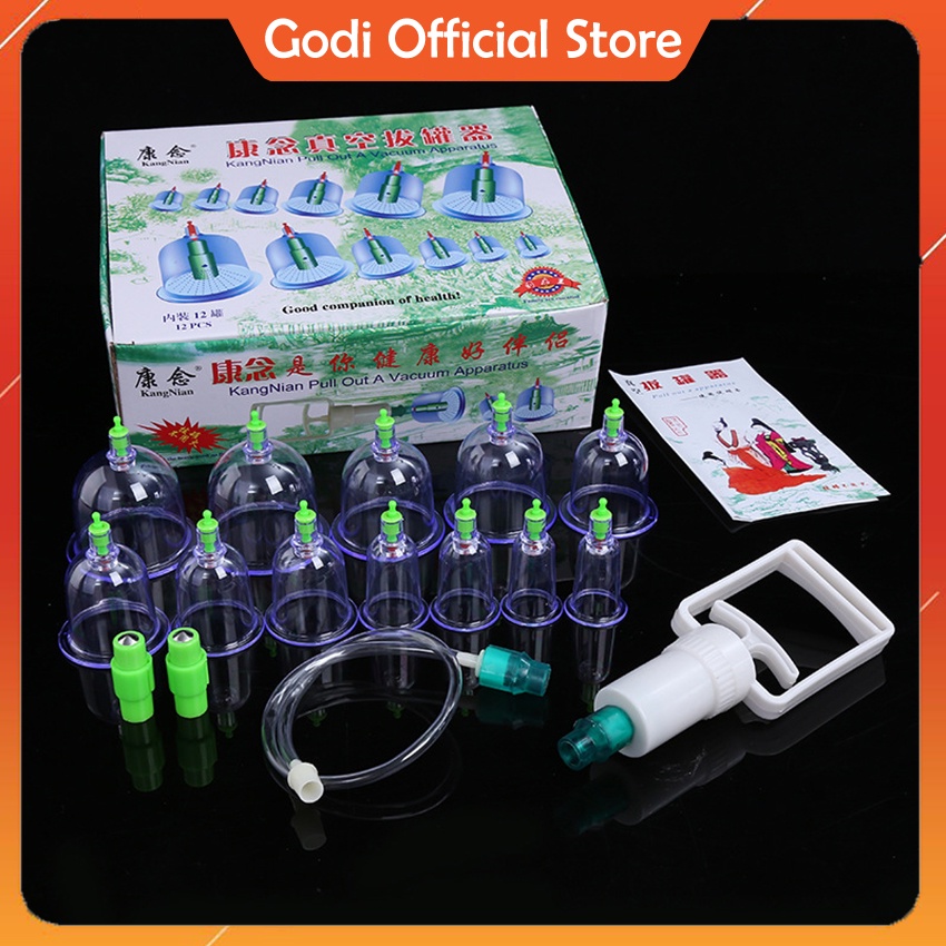 Dụng Cụ Giác Hơi, Bộ Giác Hơi Hút Chân Không Cao Cấp Không Dùng Lửa - Giúp Lưu Thông Khí Huyết , Bộ 12, 10, 6 Ống- G50